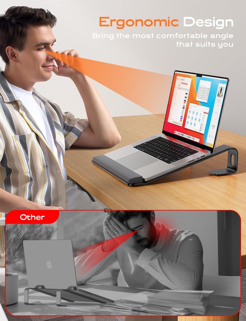 LOXP حامل لابتوب للمكتب، حامل لابتوب معدني مع دعم للمعصم، حامل لابتوب قابل للفصل بتصميم مريح، منصة ألمنيوم، حامل كمبيوتر لماك بوك إير برو، HP، ديل، XPS، HP (10-17 بوصة) - أسود - Image 4
